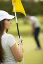 Young couple at golf court Royalty Free Stock Photo