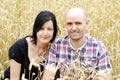 Young couple in a grain field Royalty Free Stock Photo