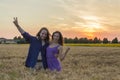 Young couple at grain field Royalty Free Stock Photo