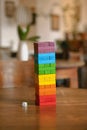 Wooden colored blocks of Jenga game. Royalty Free Stock Photo