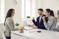 Young couple happy about getting approved for mortgage or buying new house or flat Royalty Free Stock Photo