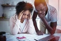 Young couple have no money to pay debts and rent for apartment Royalty Free Stock Photo