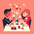 Young couple have romantic candle dinner. AI Generated