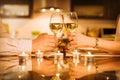 Young couple have romantic dinner with wine. Royalty Free Stock Photo