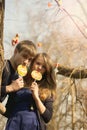 Young couple having covered candy kisses Royalty Free Stock Photo