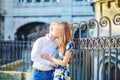 Young couple having a date on Montmartre, Paris, France Royalty Free Stock Photo