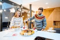 Couple celebrating winter holidays indoors Royalty Free Stock Photo