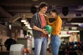 Couple having fun in bowling alley Royalty Free Stock Photo