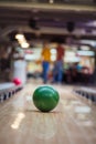 Young couple having fun in bowling alley. Time for game Royalty Free Stock Photo