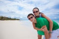 Young couple having fun on a tropical beach Royalty Free Stock Photo