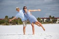 Young couple having fun at tropical beach Royalty Free Stock Photo