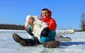 Young couple having fun on winter day