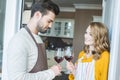Young couple having a glass of wine Royalty Free Stock Photo