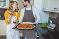 Young couple having a glass of wine Royalty Free Stock Photo