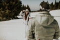 Young couple having snowball fight Royalty Free Stock Photo