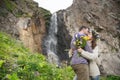 Young couple hipster hugging in nature Royalty Free Stock Photo