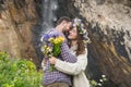 Young couple hipster hugging in nature Royalty Free Stock Photo