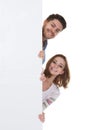 Young couple holding blank placard Royalty Free Stock Photo