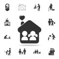 Young couple house line icon. Detailed set of human body part icons. Premium quality graphic design. One of the collection Royalty Free Stock Photo