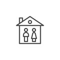 Young couple house line icon
