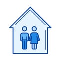 Young couple house line icon.