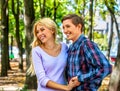 Young couple hugging and flirting in park Royalty Free Stock Photo