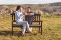 Young couple  Hugging, kissing and enjoying spending time together while celebrating Saint Valentine`s Day Royalty Free Stock Photo