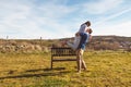 Young couple  Hugging, kissing and enjoying spending time together while celebrating Saint Valentine`s Day. Royalty Free Stock Photo