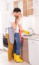 Young couple hugging in kitchen Royalty Free Stock Photo