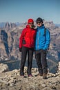 Young couple in italien dolomites, rifugio lagazuoi, cortina dÃÂ´ampezzo, south tyrol Royalty Free Stock Photo