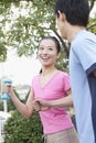 Young Couple Jogging In Park Royalty Free Stock Photo
