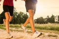 Young Couple Jogging in Park Royalty Free Stock Photo