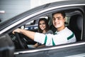 Young couple with keys to new car Royalty Free Stock Photo