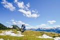 Young couple kissing on mountain, Schafberg mountain, Austria