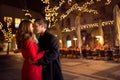 Young couple kissing on the street Royalty Free Stock Photo