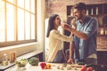 Young couple in kitchen Royalty Free Stock Photo