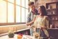 Young couple in kitchen Royalty Free Stock Photo