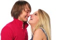 Young couple laughing and looking at each other Royalty Free Stock Photo