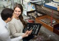 Young couple looking at cutlery