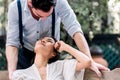 Young couple looking to each other concept, Happy smiling woman embracing her beloved male and they looking with love and tender Royalty Free Stock Photo