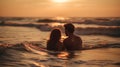 A young couple in love enjoying a beach sunset Royalty Free Stock Photo