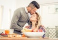 Young couple in love having breakfast at home. Royalty Free Stock Photo