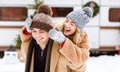 Young Couple In Love Having Fun Outdoors At Winter Day Royalty Free Stock Photo