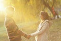 Couple holding hands in park Royalty Free Stock Photo