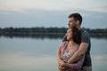 Young couple in love hugging at the beach Royalty Free Stock Photo