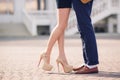 Young couple in love kissing outdoors in the summer. Royalty Free Stock Photo