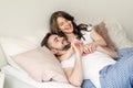 Young couple in love is lying on the bed Royalty Free Stock Photo