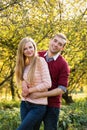 Young couple in love outdoor. Happy people in love Royalty Free Stock Photo