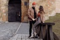 Young couple in love outdoor.Stunning sensual outdoor portrait of young stylish fashion couple posing in summer Royalty Free Stock Photo