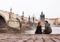 Young couple in love. Prague, Czech Republic Royalty Free Stock Photo